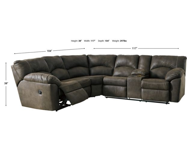 Ashley Tambo Brown 2-Piece Reclining Sectional large image number 4