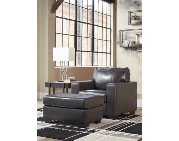 Ashley Morelos Gray Leather Ottoman large image number 2