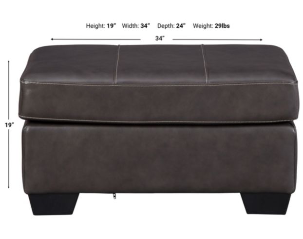 Ashley Morelos Gray Leather Ottoman large image number 3