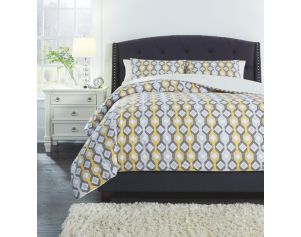 Ashley Mato Comforter 3-Piece Queen Yellow Comforter Set