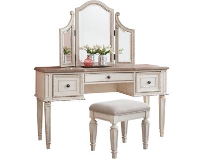 Ashley Realyn Vanity and Stool with Mirror