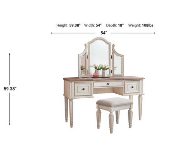 Ashley Realyn Vanity and Stool with Mirror large image number 2