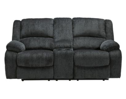 Ashley Draycoll Slate Reclining Loveseat with Console