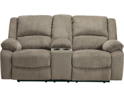 Ashley Draycoll Pewter Reclining Loveseat with Console