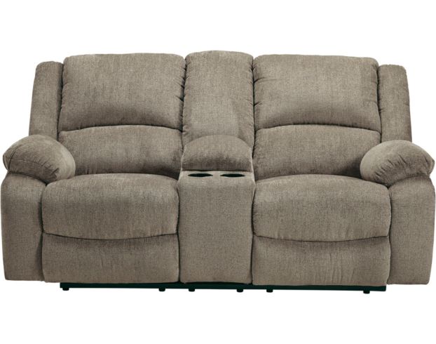 Ashley Draycoll Pewter Reclining Loveseat with Console | Homemakers