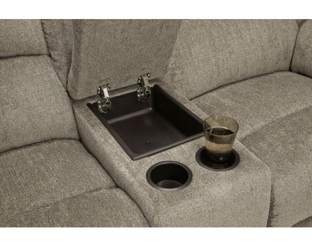 Ashley Draycoll Pewter Reclining Loveseat with Console | Homemakers