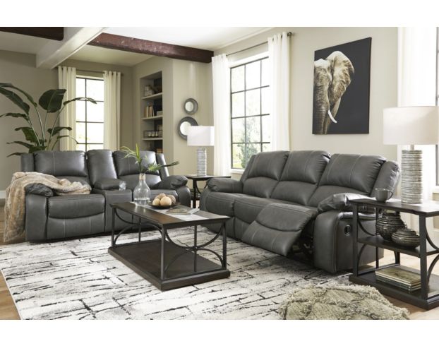 Ashley Calderwell Gray Loveseat with Console large image number 2