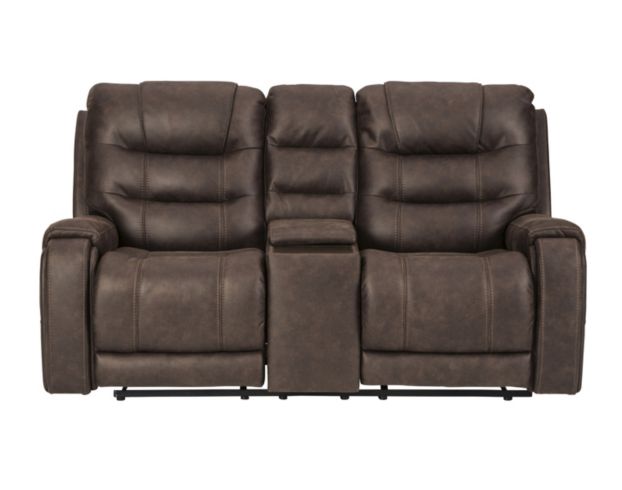Ashley Yacolt Brown Power Recline Loveseat with Console large image number 1