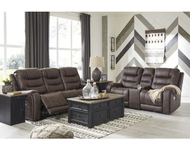 Ashley Yacolt Brown Power Recline Loveseat with Console large image number 2