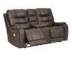 Ashley Yacolt Brown Power Recline Loveseat with Console small image number 3