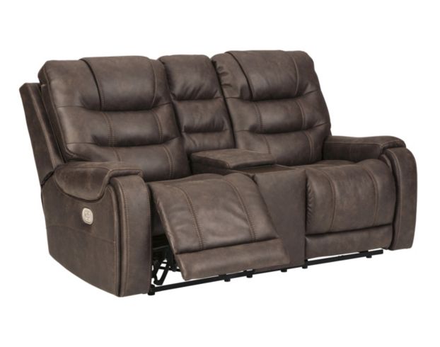 Ashley Yacolt Brown Power Recline Loveseat with Console large image number 3