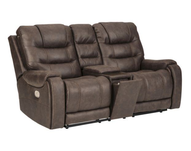 Ashley Yacolt Brown Power Recline Loveseat with Console large image number 4
