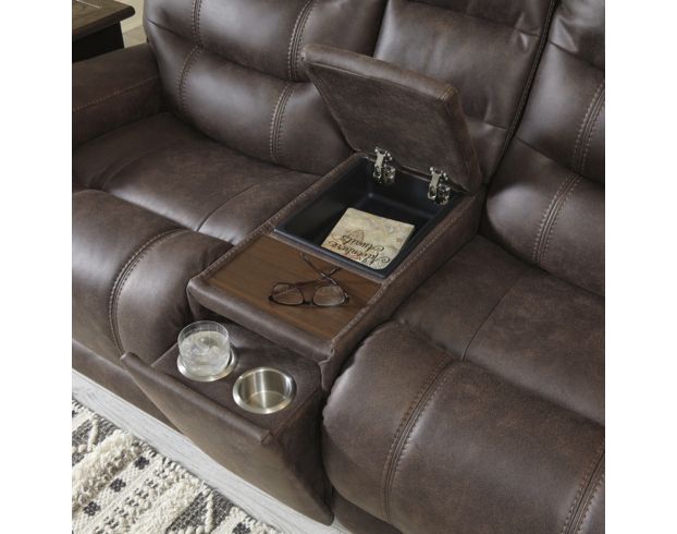 Ashley Yacolt Brown Power Recline Loveseat with Console large image number 5