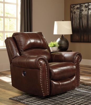 Ashley Bingen Leather Power Rocker Recliner | Homemakers