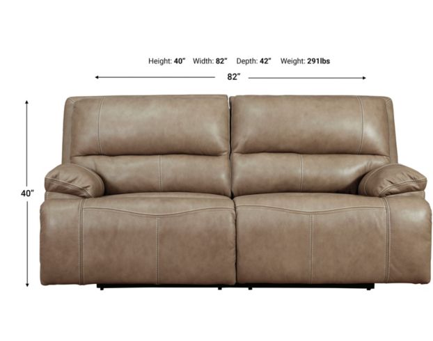 Ashley Ricmen Putty Leather Power Reclining Sofa large image number 4