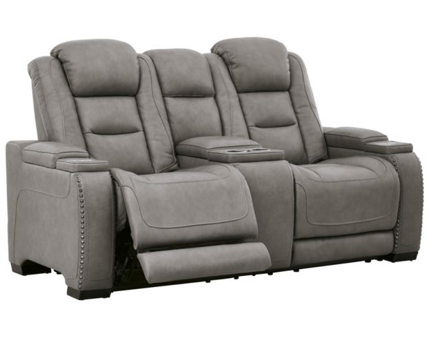 Ashley Man-Den Leather Power Recline Console Loveseat large image number 3