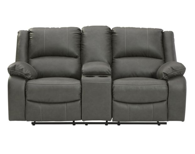 Ashley Calderwell Gray Power Reclining Loveseat with Cons large image number 1