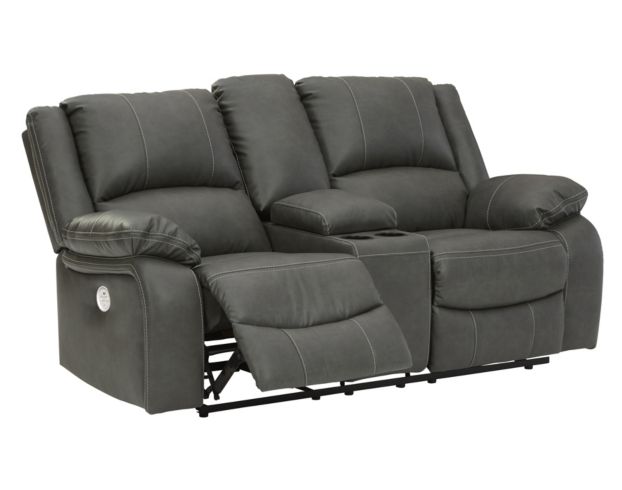 Ashley Calderwell Gray Power Reclining Loveseat with Cons large image number 3