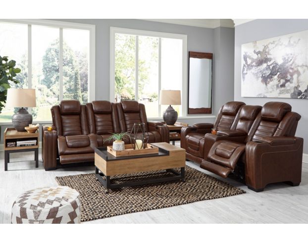 Ashley Backtrack Leather Power Reclining Sofa large image number 2