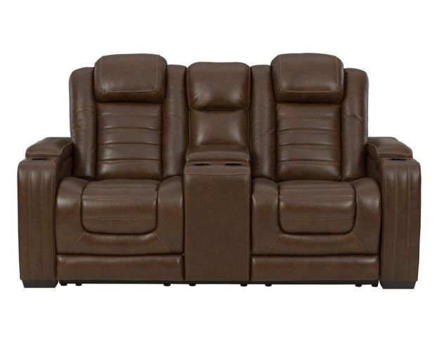 Ashley Backtrack Leather Power Recline Console Loveseat large image number 1