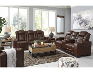 Ashley Backtrack Leather Power Recline Console Loveseat