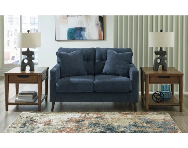 Ashley Bixler Navy Loveseat large image number 5