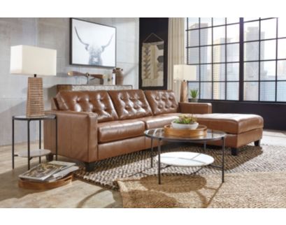 Ashley Baskove 2-Piece Leather Sofa with Right-Facing Chaise