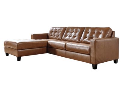 Ashley Baskove 2-Piece Leather Sofa with Left-Facing Chaise