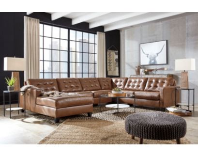 Ashley Baskove 4-Piece Leather Sectional with Left-Facing