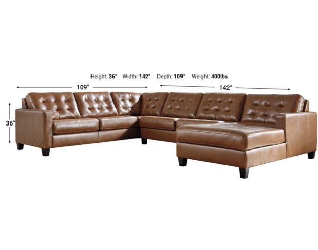 Ashley Baskove 4-Piece Leather Sectional large image number 5