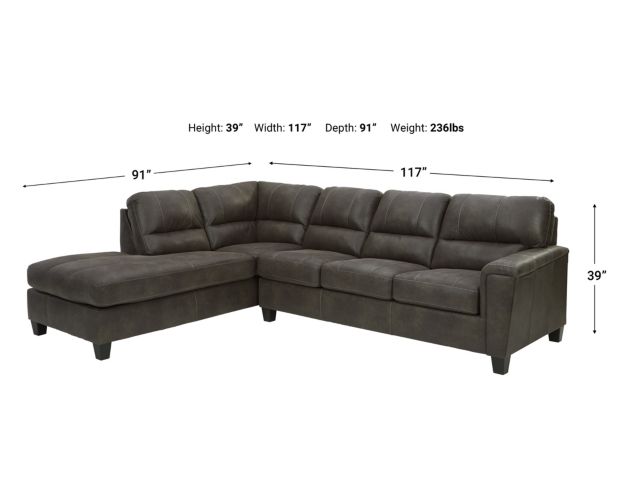 Ashley Navi Chestnut 2-Piece Sectional with Left Chaise large image number 3