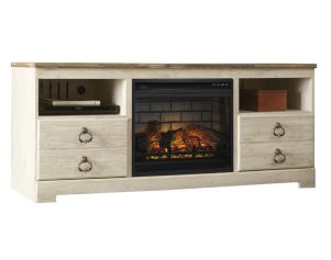 Ashley Willowton TV Stand with Log Fireplace