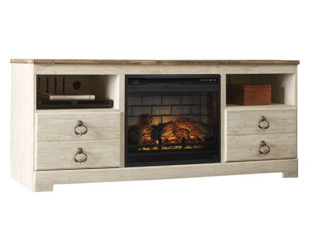 Ashley Willowton TV Stand with Log Fireplace large image number 1