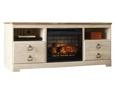 Ashley Willowton TV Stand with Log Fireplace