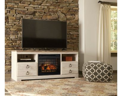 Ashley Willowton TV Stand with Log Fireplace