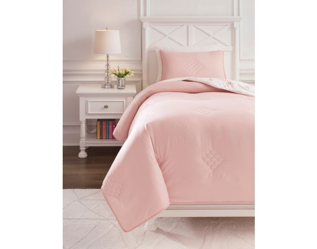 Home Essence Alivia 2 Piece Quilted Faux Fur Comforter Set, Light Pink,  Twin 