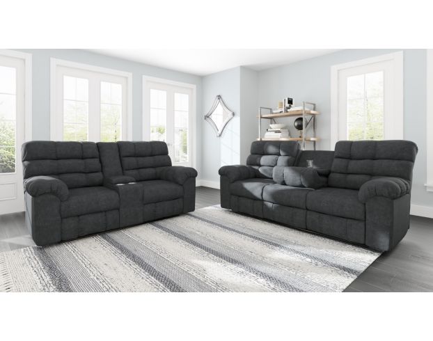 Ashley Wilhurst Reclining Sofa with Drop Down Table large image number 2