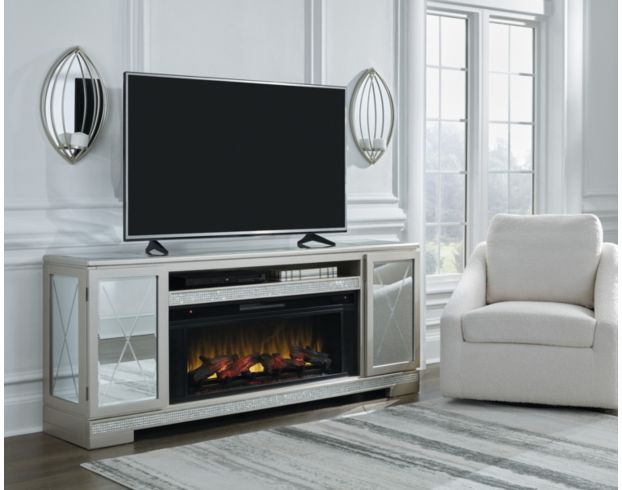 Ashley Flamory TV Stand with Log Fireplace large image number 2