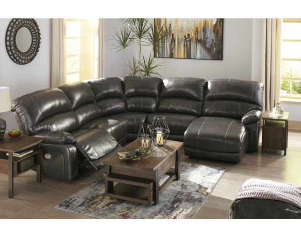 Ashley Hallstrung Gray 6-Piece Leather Power Sectional large image number 2