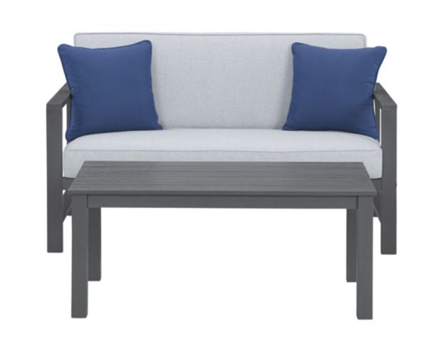 Ashley Fynnegan Gray Loveseat With Table large image number 1