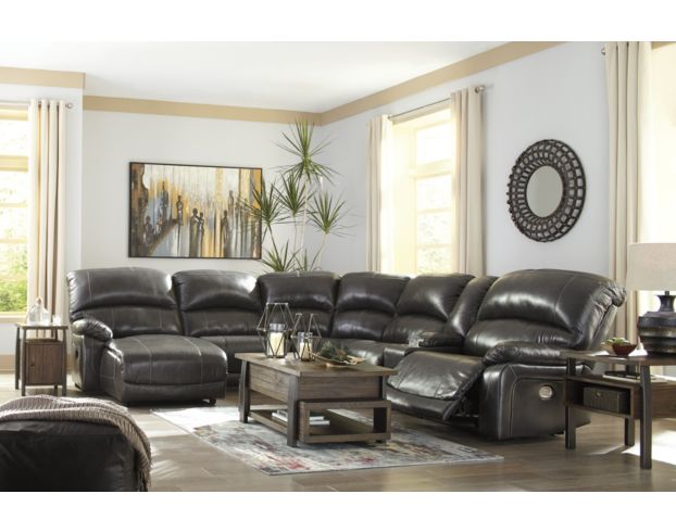 Ashley Hallstrung Gray 6-Piece Leather Power Sectional large image number 2