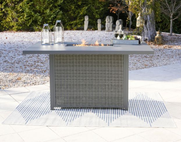 Large outdoor dining table with fire pit hot sale