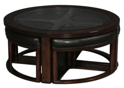 Ashley Marion Round Coffee Table With Nesting Stools Homemakers Furniture