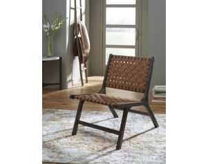 Ashley Fayme Camel 100% Leather Accent Chair