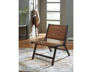 Ashley Fayme Camel 100% Leather Accent Chair
