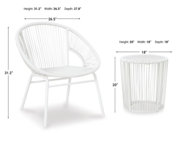 Ashley Mandarin Cape White 3-Piece Table Set large image number 5
