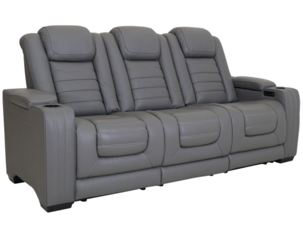 Ashley Backtrack Gray Leather Power Reclining Sofa large image number 2