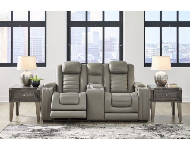 Ashley Backtrack Leather Power Reclining Console Loveseat large image number 9