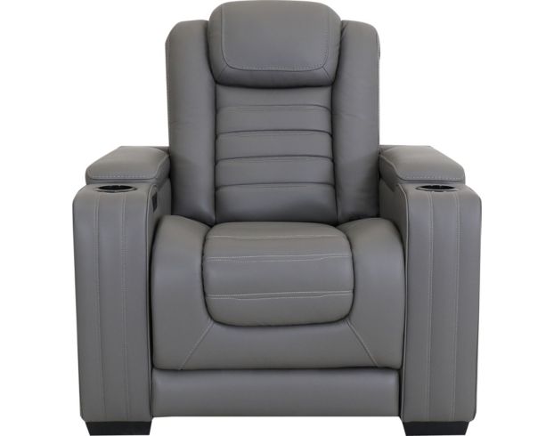 Ashley Backtrack Gray Leather Power Head Lumbar Recliner large image number 1