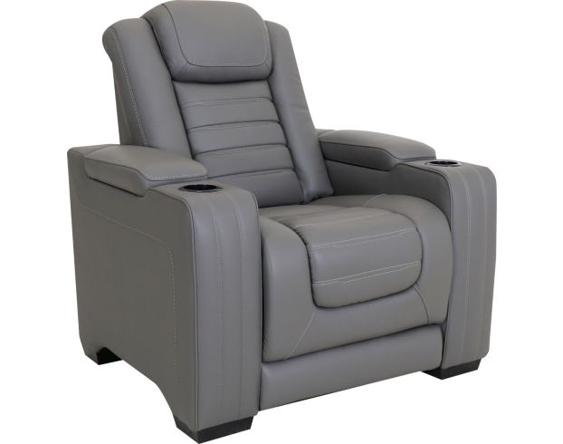 Ashley Backtrack Gray Leather Power Head Lumbar Recliner large image number 2